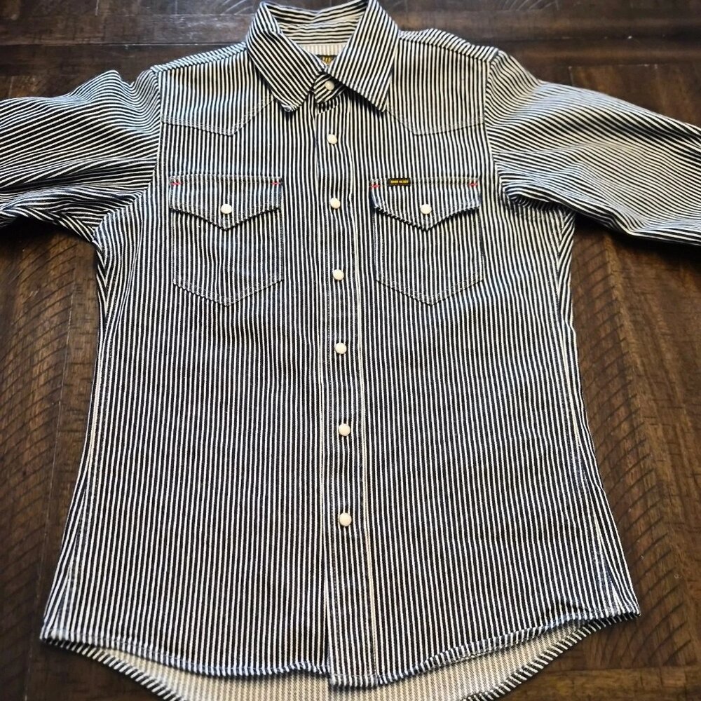 Iron Heart Mens Hickory Stripe Western Shirt Size XS IHSH-421 12 OZ JU - Picture 3 of 12